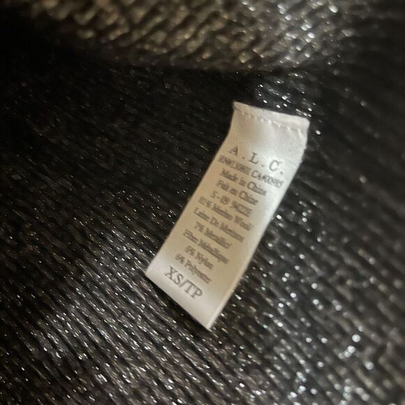 A.L.C. crew neck ribbed silver shimmer long sleeve merino wool top size XS - Picture 3 of 4